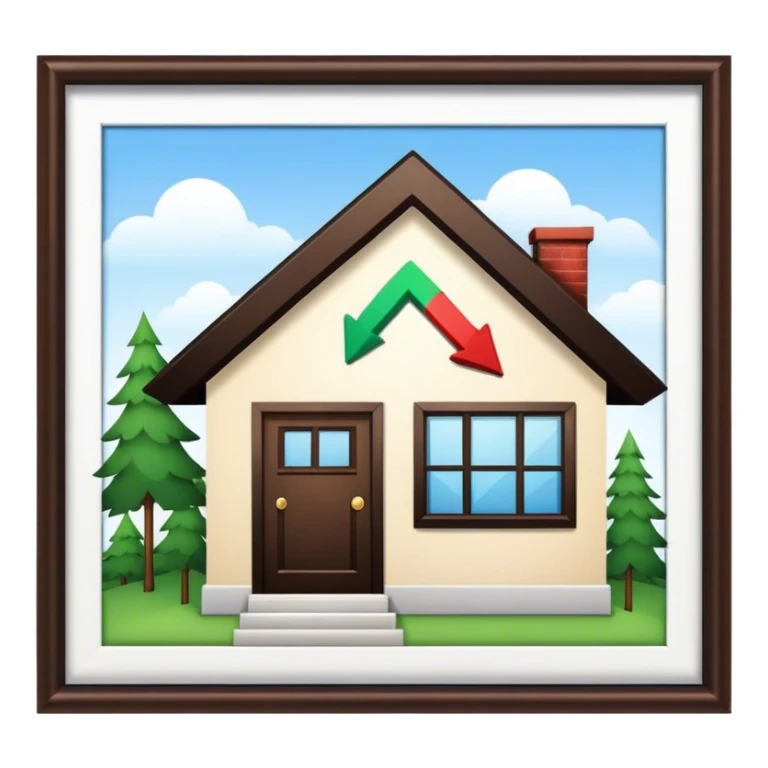 Stock market arrow going up behind the house sticker