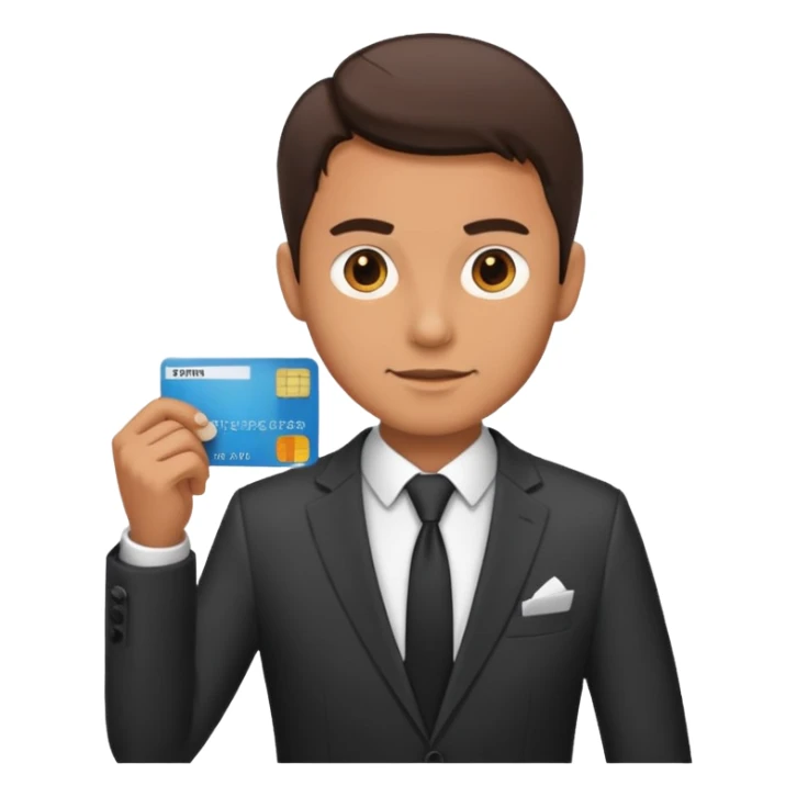 Scissors cutting man ID card in 2 parts. Realistic sticker