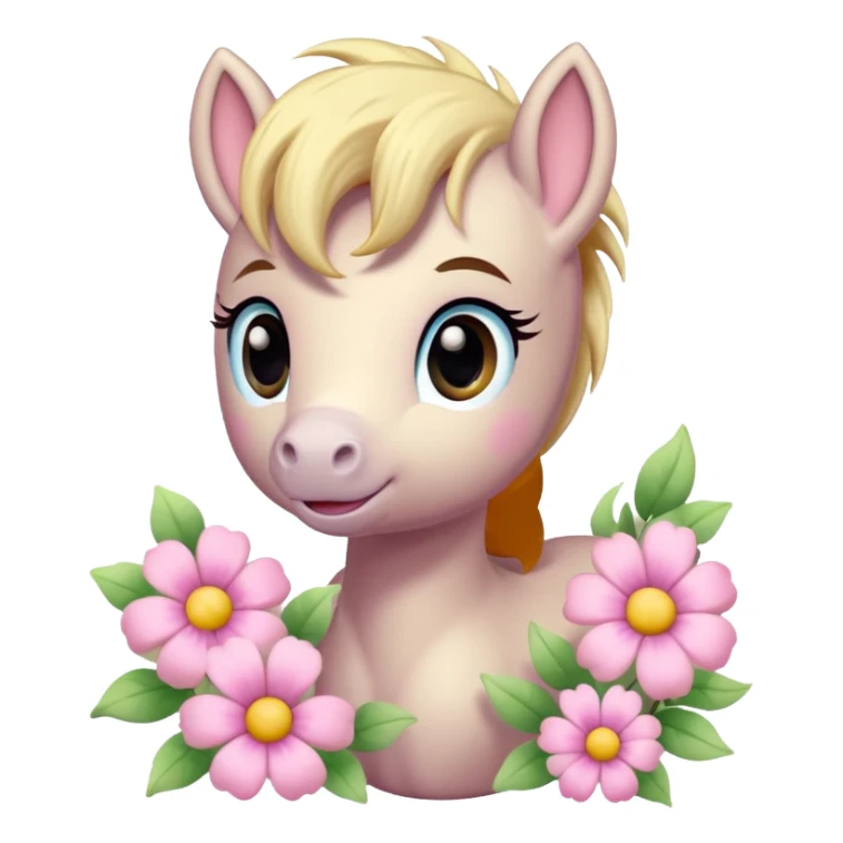 Cute little pony with flowers sticker