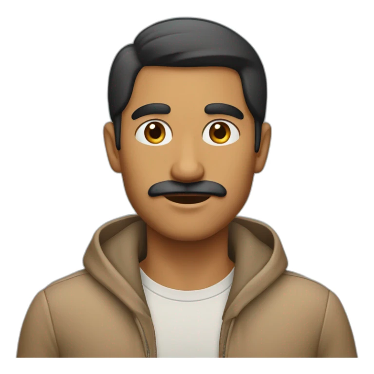 A man with identical eyebrows and a little mustache and he is Indian his skin color is tan sticker