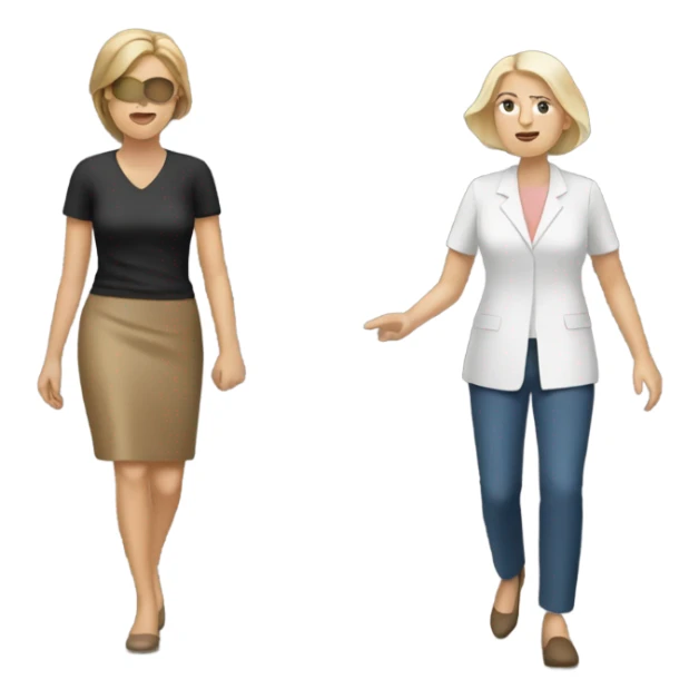 Woman leading a blind woman sticker