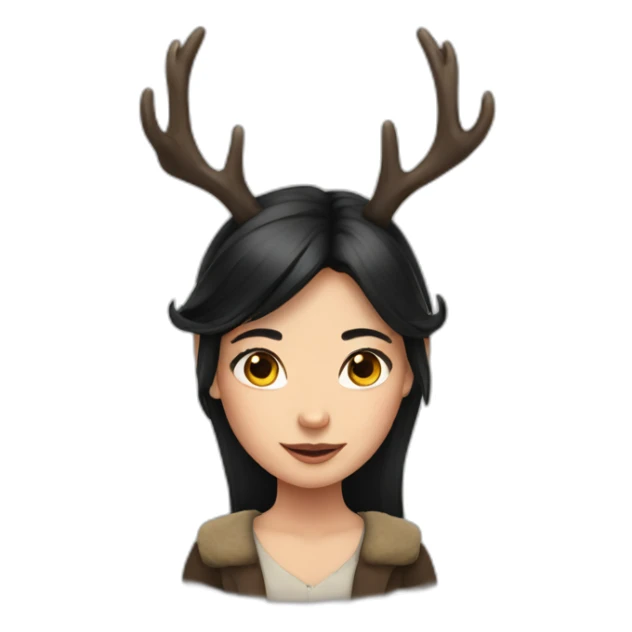 Girl with deers horns with long black hair sticker
