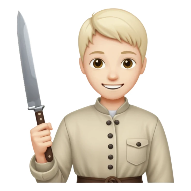 Normal emoji laughing with a knife sticker