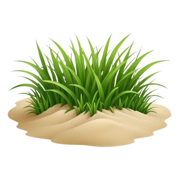 generate realistic detailed grass in 3d style with sand  sticker