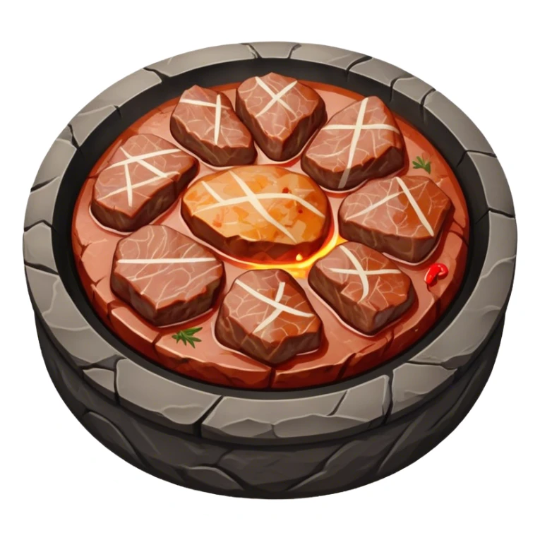 Traditional Mongolian hot stone cooked meat. sticker
