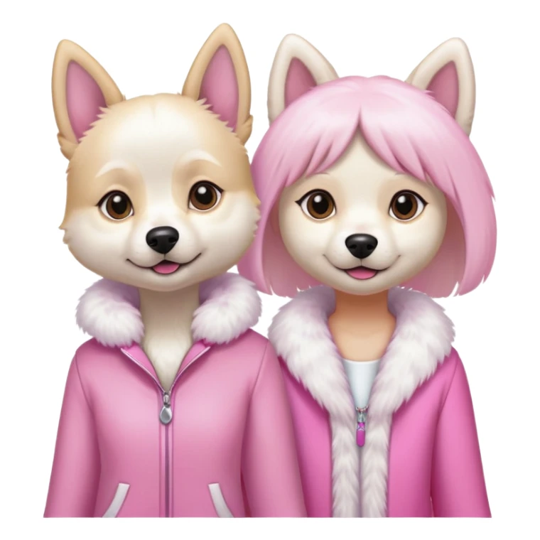 Two chishee dogs white girls pink sticker