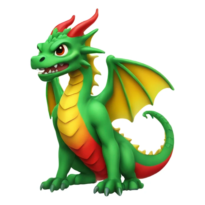  graoully dragon, green body and red back and green and yellow wings sticker