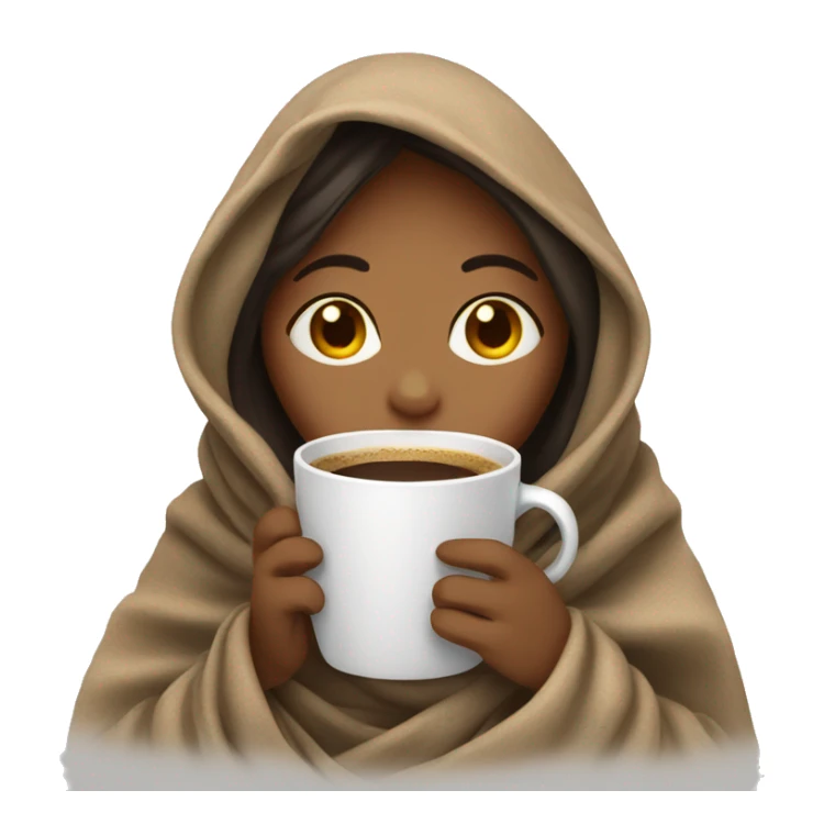 girl inside a blanket sipping coffee eyes closed sticker