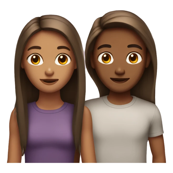 two friends with straight brown hair  sticker