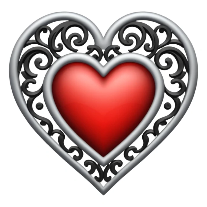 heart with black and silver filigree sticker