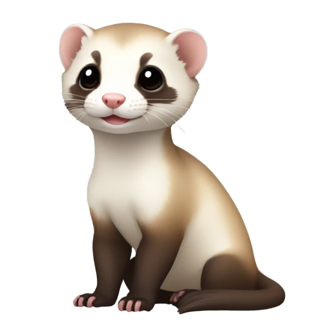 baby ferret with white body and face and brown legs sticker