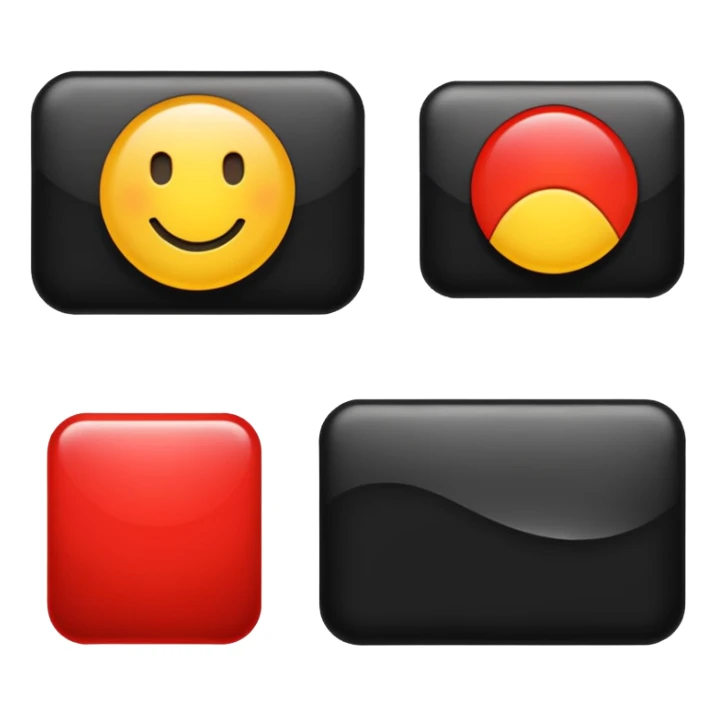 A wawy black and a red rectangle and a yellow circle sticker