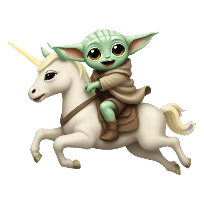 baby yoda riding unicorn sticker