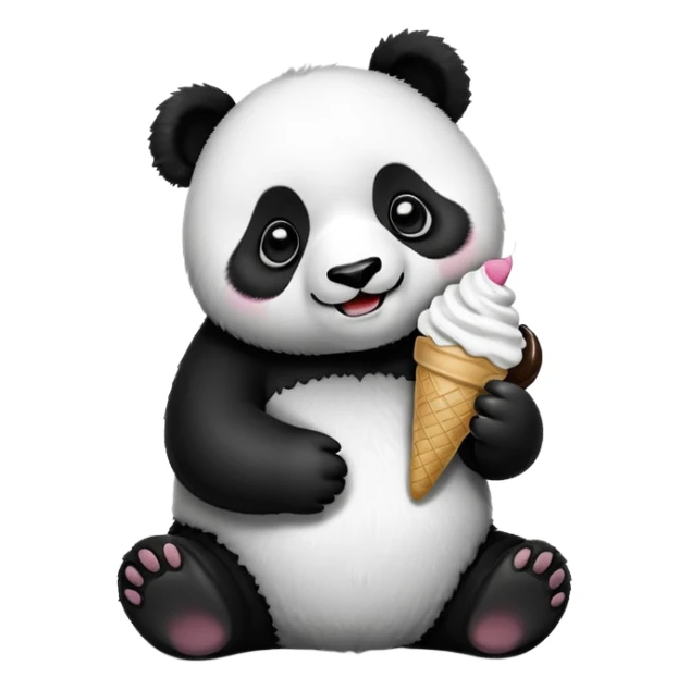 Panda eating ice cream sticker