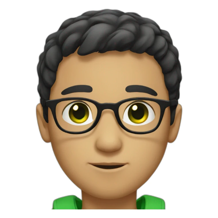 boy with green eyes, glasses, with black short hair sticker