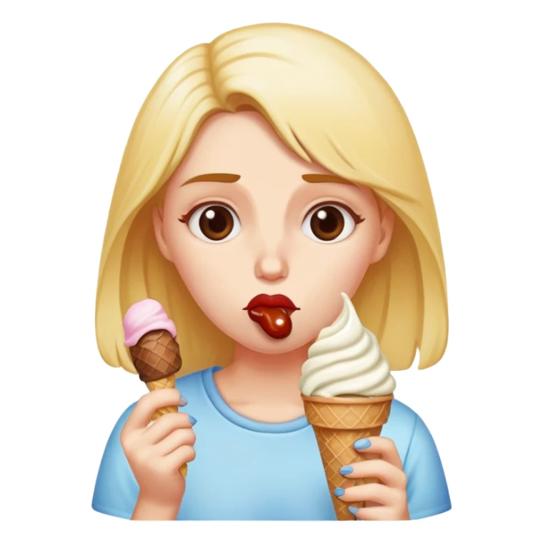 Lady eating ice cream sad sticker