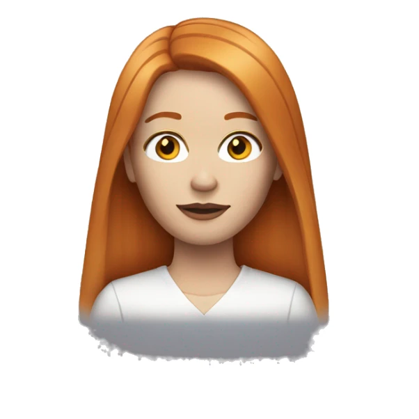 Ginger long straight hair with makeup sticker