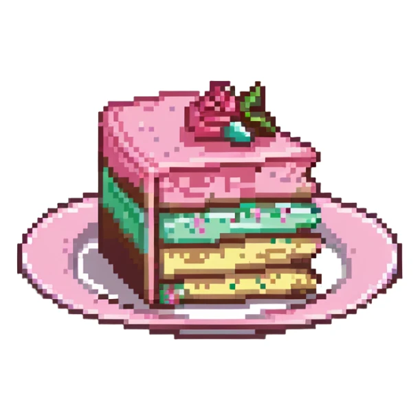 slice of cake with pink frosting sticker