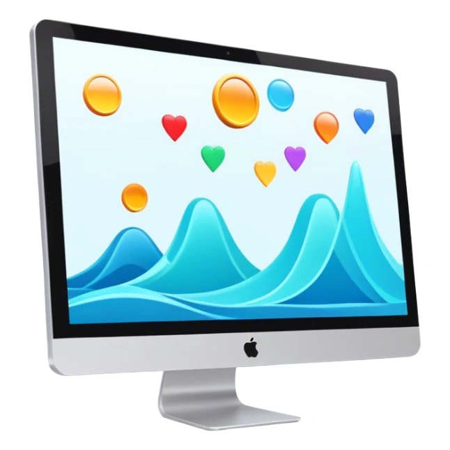 Animation and motion design. A computer screen with an animation timeline, moving frames. Display a cartoon or animated scene on the screen. Include motion design elements like flowing lines, curves, or rotating objects. Modern, creative colors. No emojis or smiley faces. Transparent background. sticker