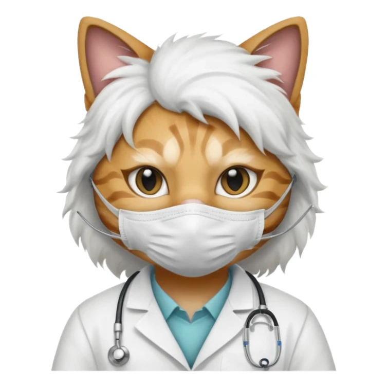 doctor cat, white coat, dust mask sticker