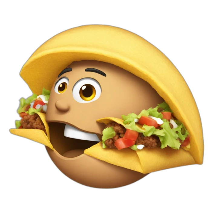 man eating a big taco with his mouth wide open sticker
