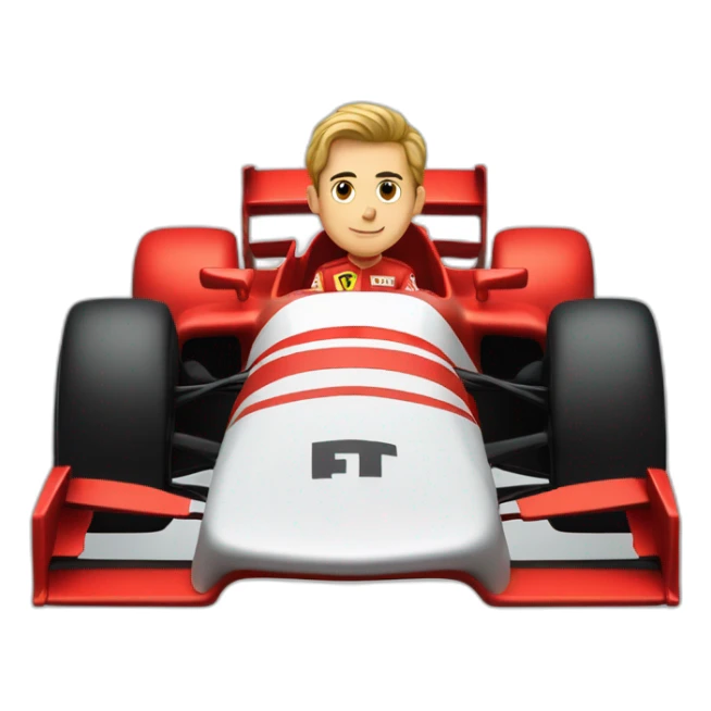 Smart young man racing in Ferrari formula one car sticker