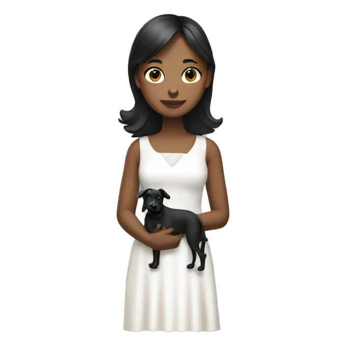 girl in white dress with black dog sticker