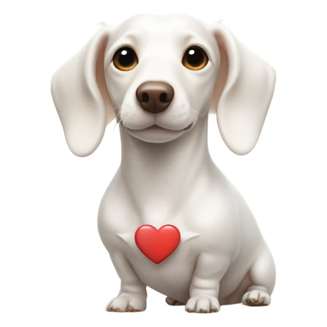 White dachshund with a heart next to it sticker