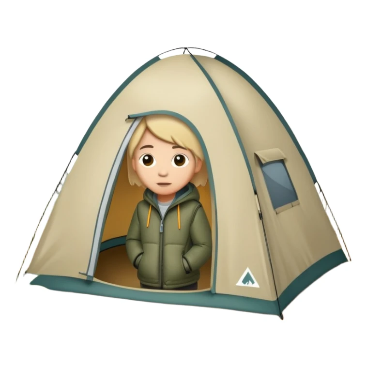 Peeking out the small tent window in the woods sticker