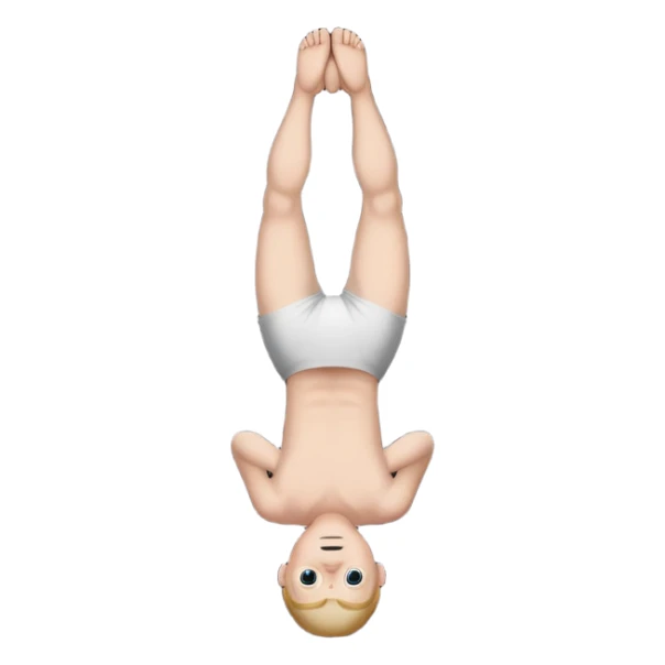 a white person with their body turned upside down on a black background sticker
