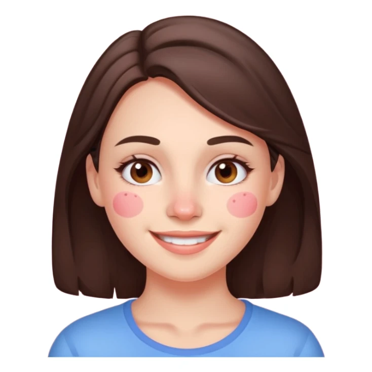 brunette with pimples on her cheek and forehead, still smiling sticker