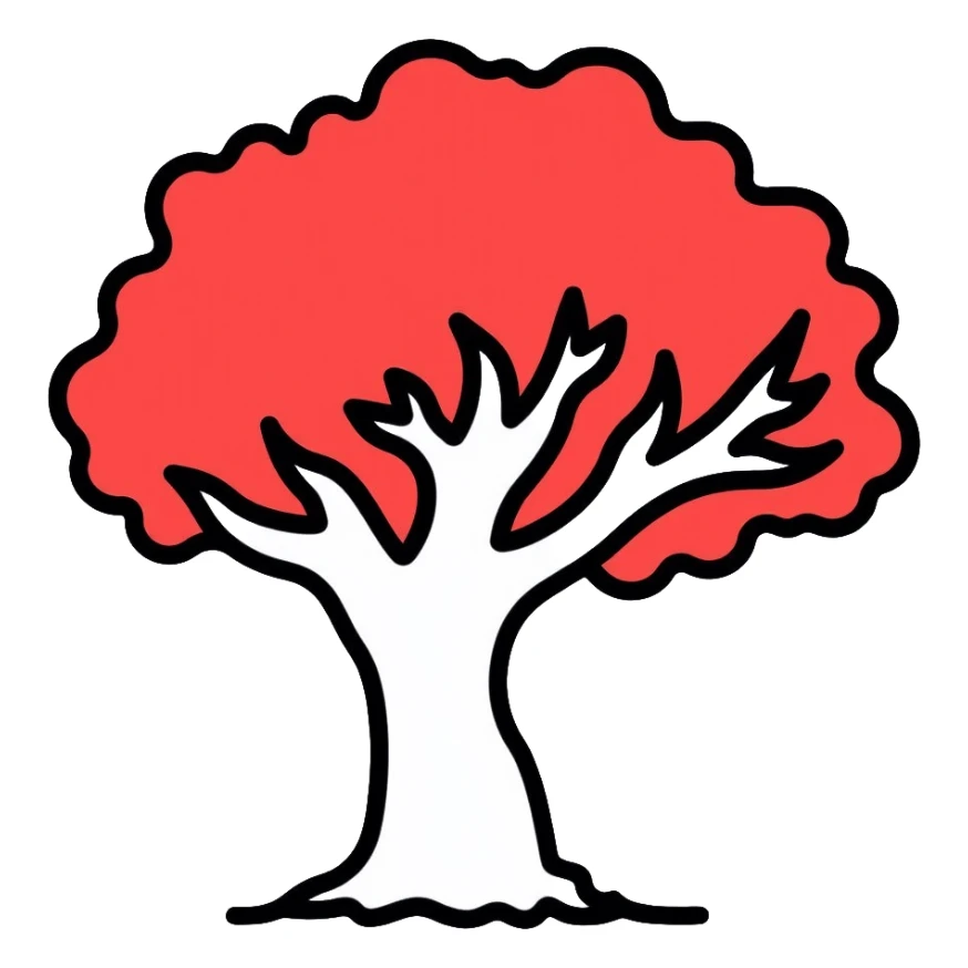 white tree with red foliage sticker