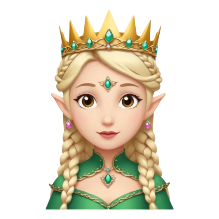 royal elf princess, elegant side braid, jeweled crown sticker
