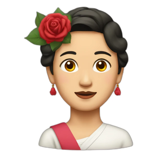 Aung San Su Kyi with rose on her head sticker