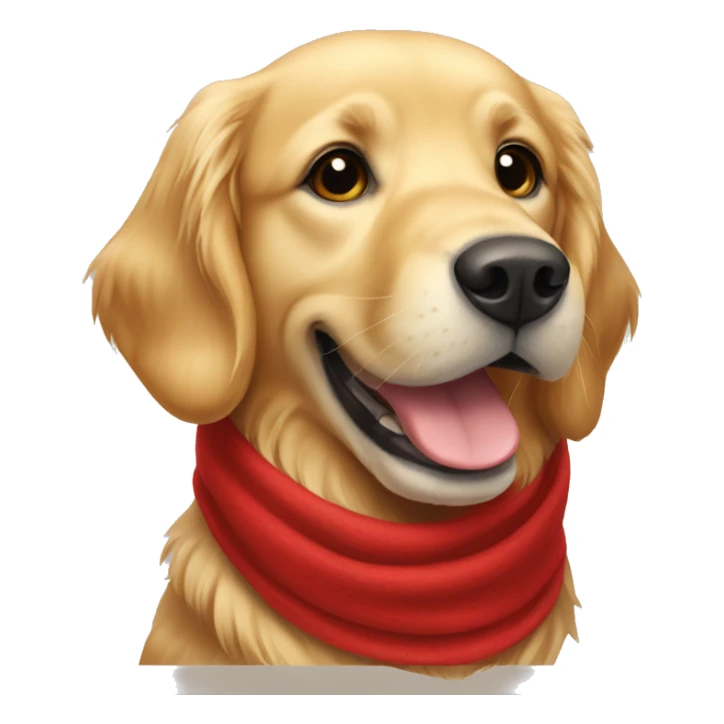 Golden retriever wearing a red scarf sticker