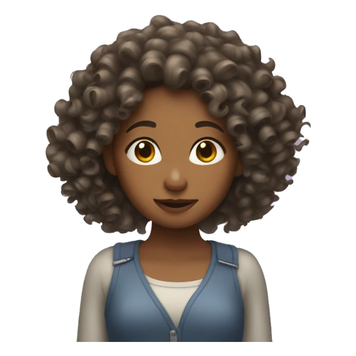 Girl doing her curly hair  sticker