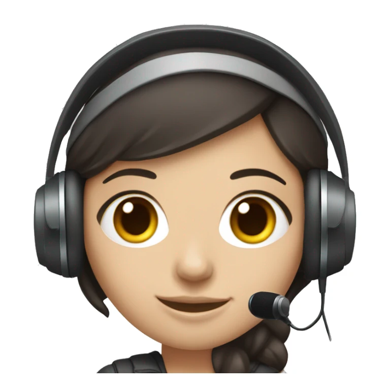 white Girl with dark hair support operator with headphones with microphone sticker