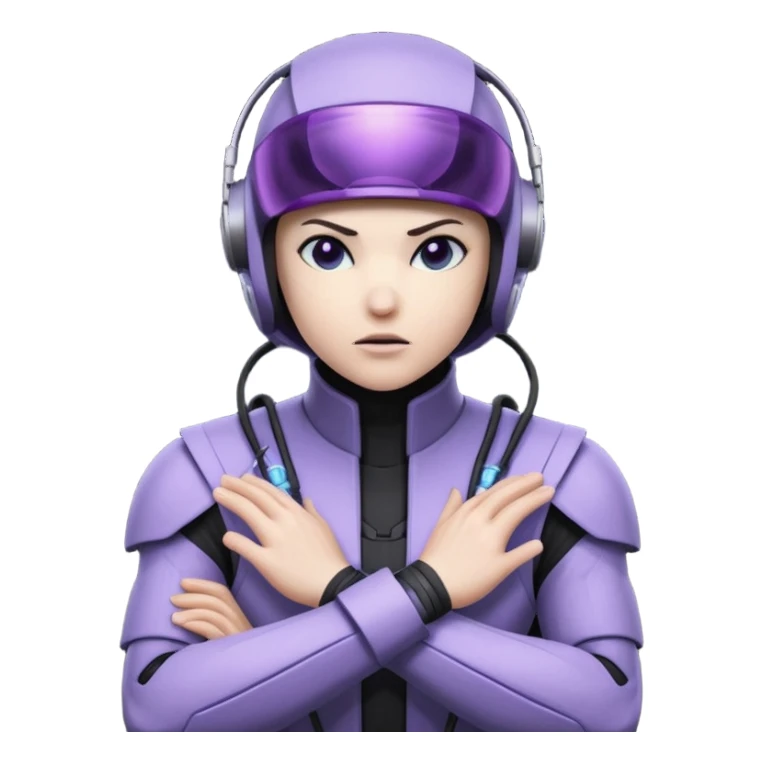 ⚡ GHOSTWIRE: Slim stealth suit with faint purple-blue glow. Wrist energy cables, smooth visor. Calm, calculating, watchful. In shadows, cables wrapped around tech and enemies. Inspired by Mortal Kombat ninjas. sticker