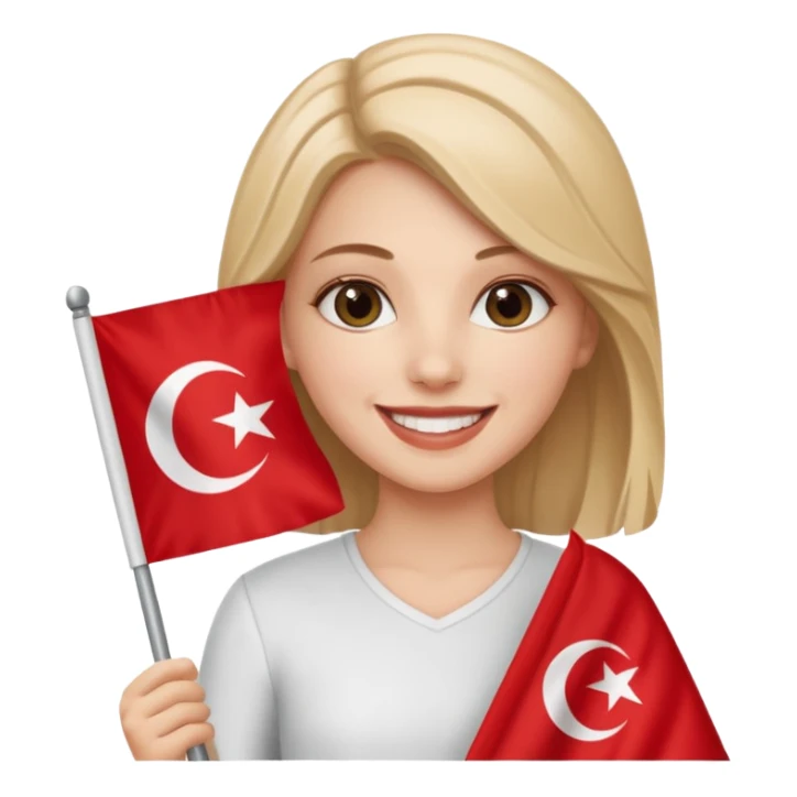 a white  girl holding tunisia flag sticker