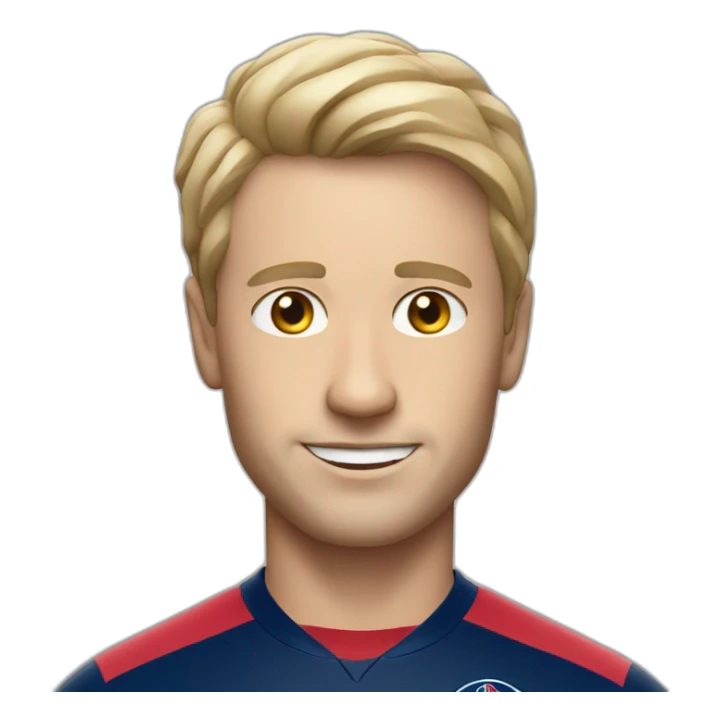 white man wearing PSG soccer jersey sticker