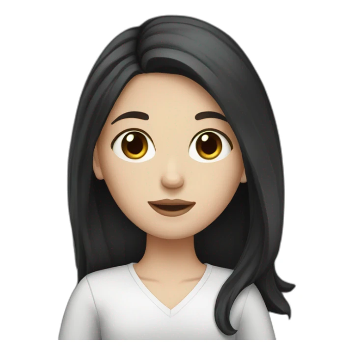 white girl dark hair with her laptop sticker