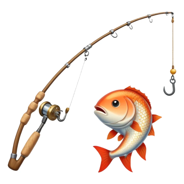 curve fishing rod with fish sticker
