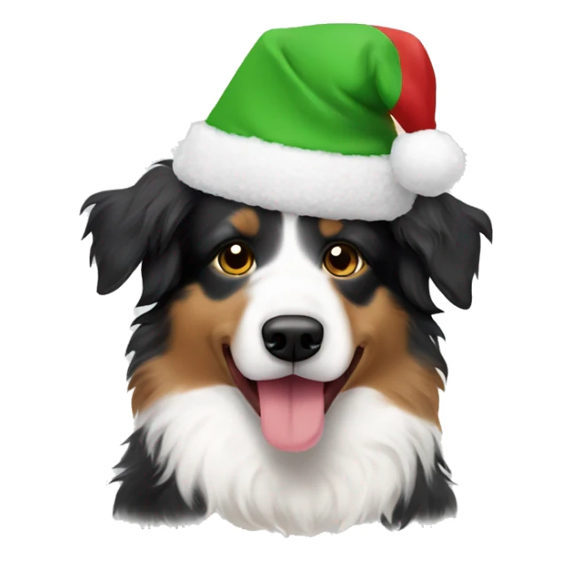 Australian Shepherd mixed with poodle Christmas hat on top sticker