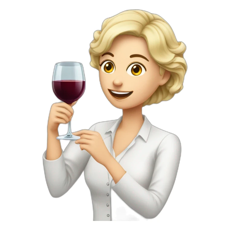 profesora rubia bebiendo una copa de vino sticker