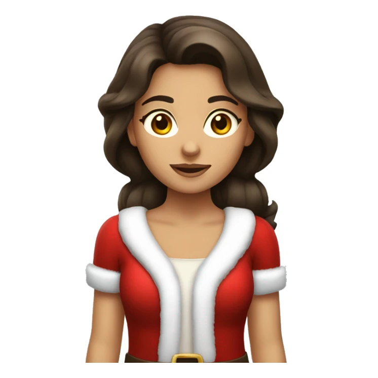 Brunette girl Santa Claus sticker