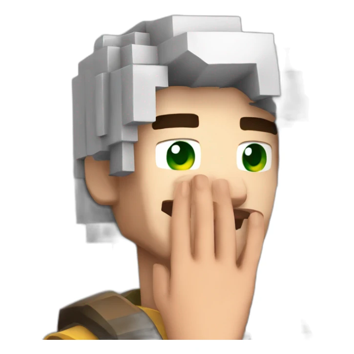 Thoughtful Steve from minecraft put his hand to his face sticker