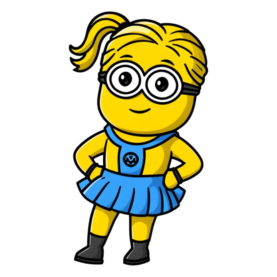 girly minion with skirt and ponytail sticker