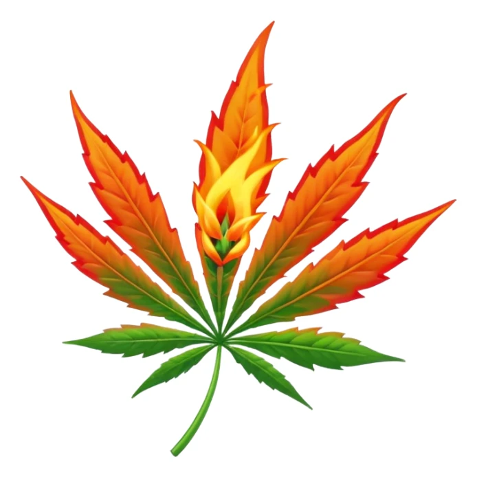 Cannabis leaf with rotation design on out with flame sticker