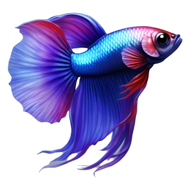 Pretty iridescent long fin betta fish realistic blue purple red sticker