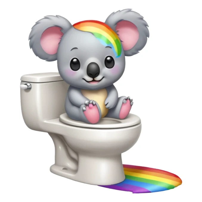 rainbow koala on a toilet pooping rainbows sticker